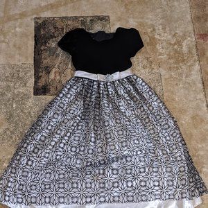 Dress from Romania - Vanilla Color dress with black mesh floral pattern